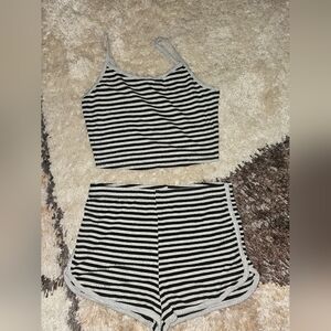 Black and White Striped Tank and Shorts Set Size Small. New Without Tags